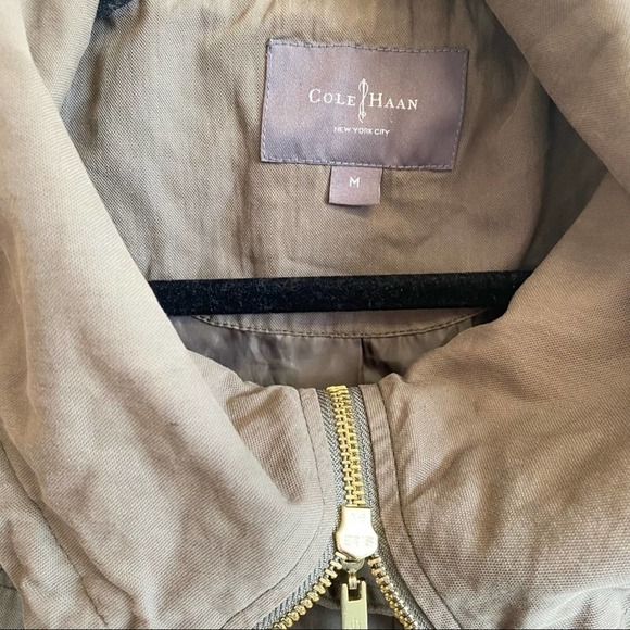 Cole Haan Olive Green Fatigue Utility Jacket Gold with Accents Size Medium - Picture 12 of 13